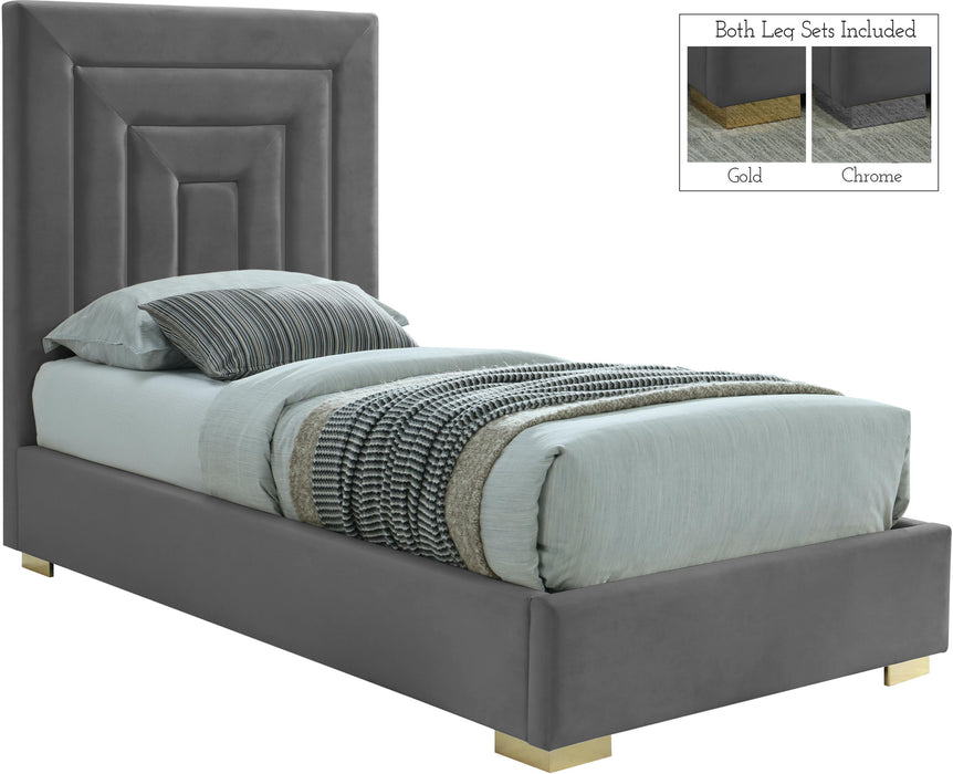 Nora Grey Velvet Twin Bed image