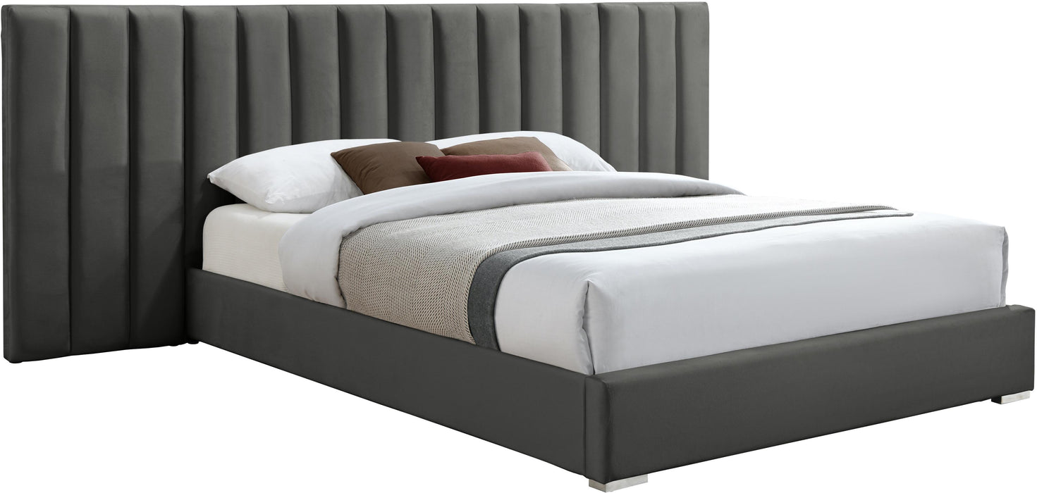 Pablo Grey Velvet Queen Bed image