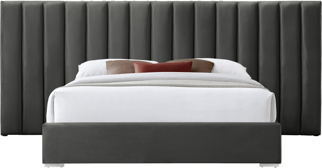 Pablo Grey Velvet Queen Bed