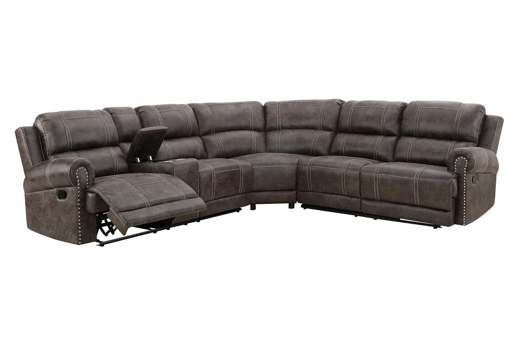 New Classic Furniture Calhoun 3pc Power Reclining Sectional in Walnut