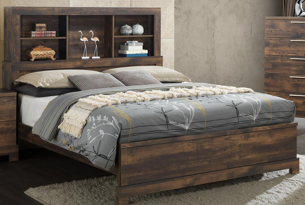 New Classic Furniture Campbell Queen Bookcase Bed in Ranchero