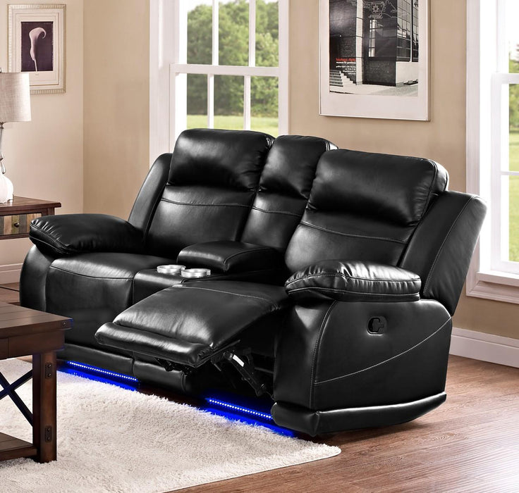 New Classic Vega Dual Recliner Console Loveseat in Premiere Black