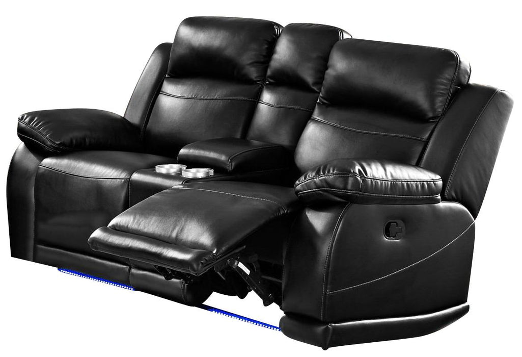 New Classic Vega Dual Recliner Console Loveseat in Premiere Black