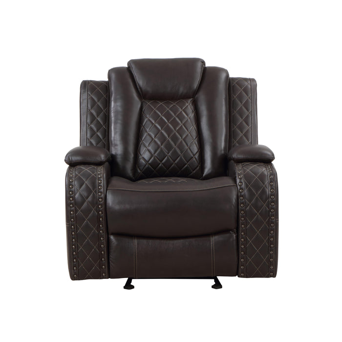 JOSHUA LEATHER GLIDER RECLINER - DK BROWN