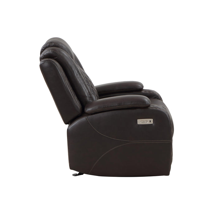 JOSHUA LEATHER GLIDER RECLINER - DK BROWN
