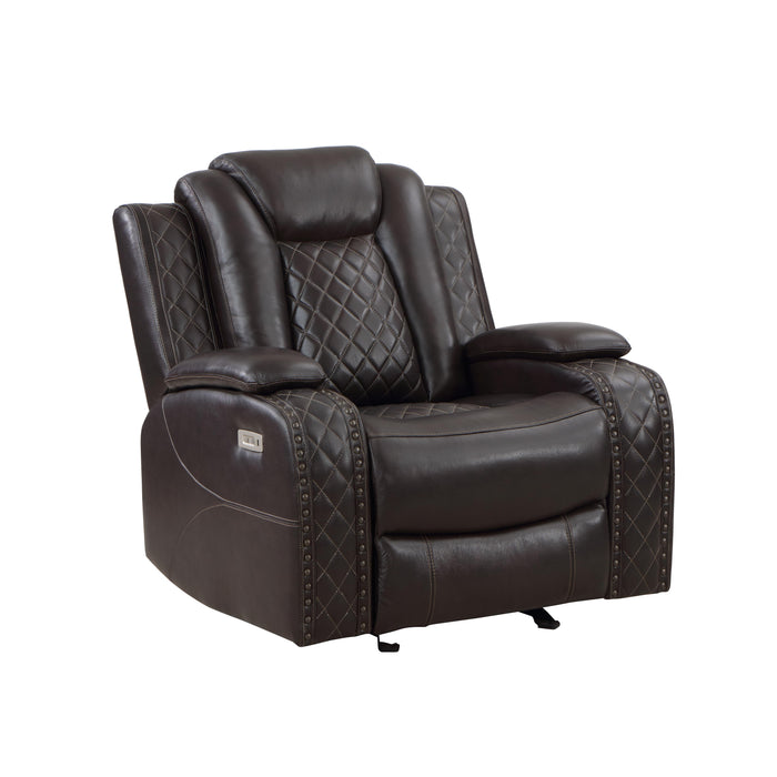 JOSHUA LEATHER GLIDER RECLINER - DK BROWN