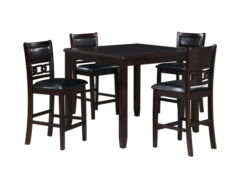 GIA 5PC 42" SQUARE COUNTER TABLE & 4 CHAIRS-EBONY