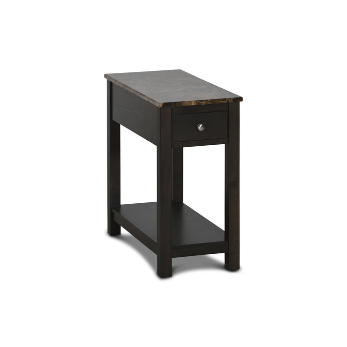 NOAH END TABLE WITH DRAWER-ESPRESSO W/FAUX MARBLE TOP