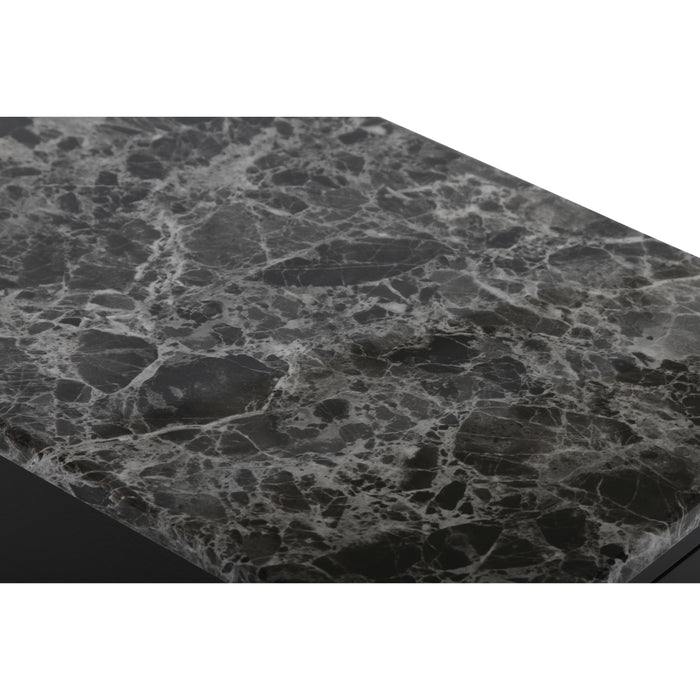 NOAH END TABLE WITH DRAWER-BLACK W/ FAUX MARBLE TOP