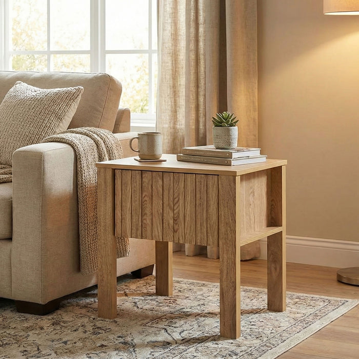 Thayer One Drawer End Table/Bedside Table-Natural