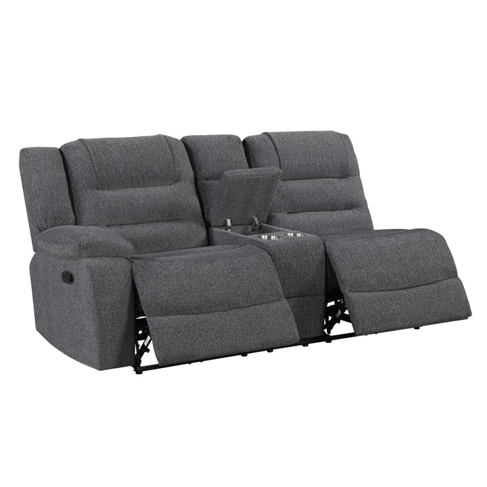 Redondo Laf Console Loveseat W/ 2 Recliners-Dk Gray
