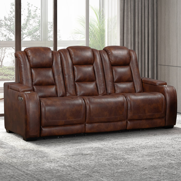 Chester Reclining Sofa W/Pwr Hr & Fr-Brown
