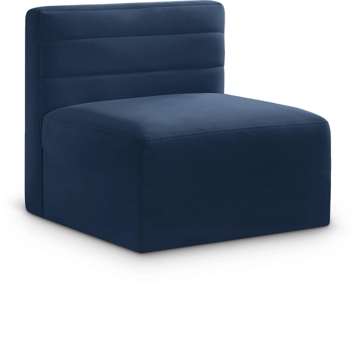 Quincy Navy Velvet Modular Armless Chair