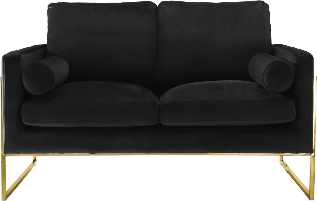 Mila Black Velvet Loveseat