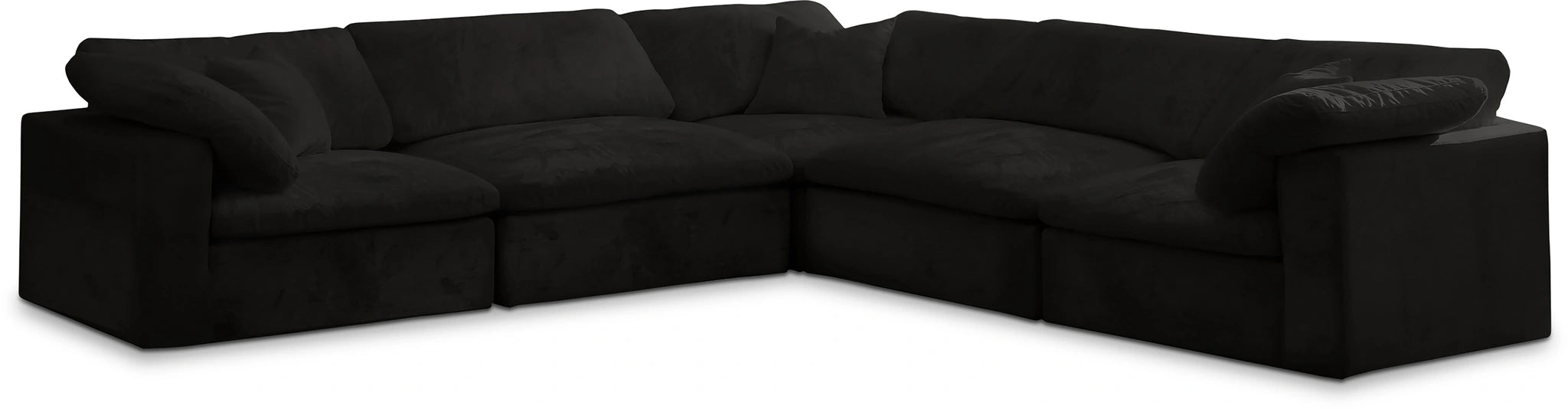Cozy Black Velvet Cloud Modular Sectional