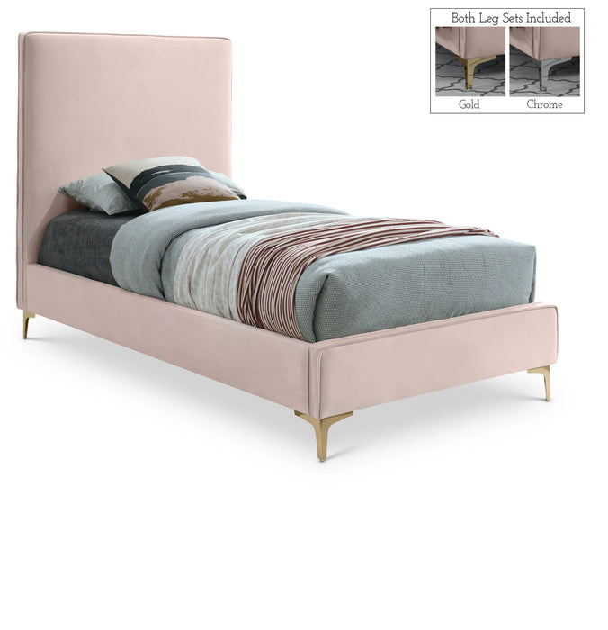 Geri Pink Velvet Twin Bed