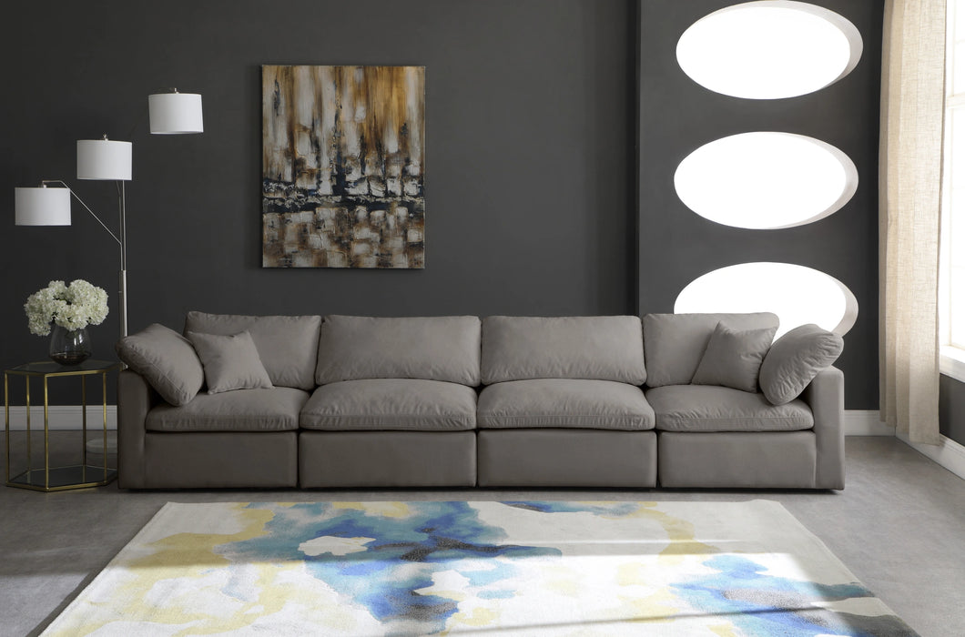 Plush Grey Velvet Standard Cloud Modular Sofa