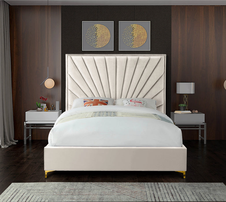 Eclipse Cream Velvet Queen Bed