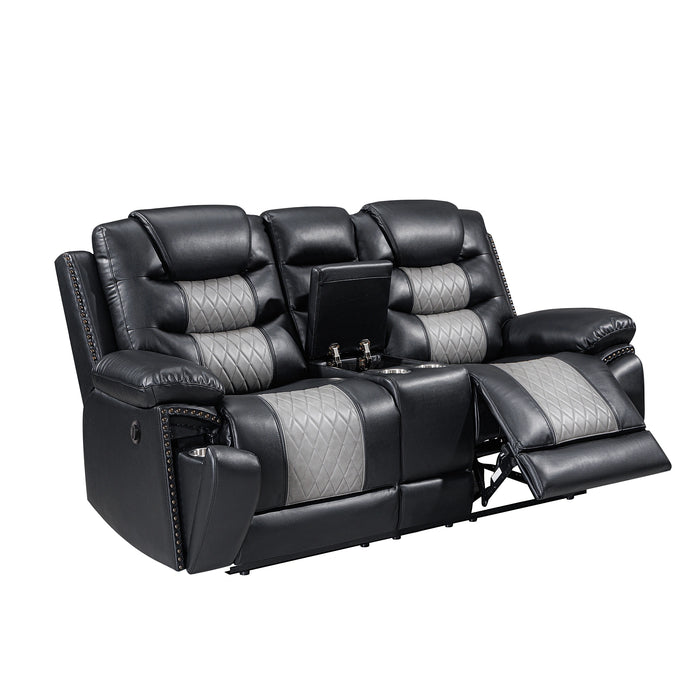 Nikko Console Loveseat W/Pwr Fr-Black/Gray