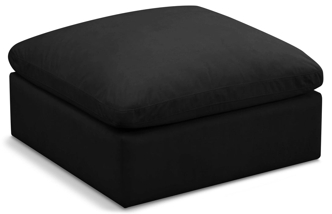 Plush Black Velvet Standard Cloud Modular Ottoman