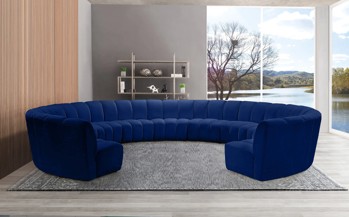 Infinity Navy Velvet 11pc. Modular Sectional