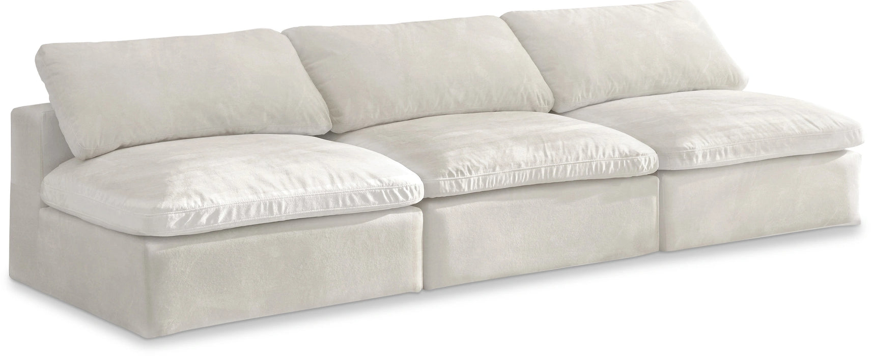 Cozy Cream Velvet Cloud Modular Armless Sofa