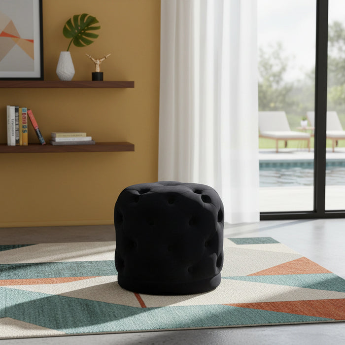 Harper Black Velvet Ottoman/Stool