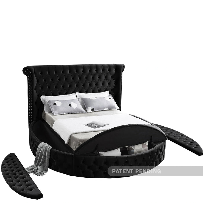 Luxus Black Velvet Queen Bed (3 Boxes)