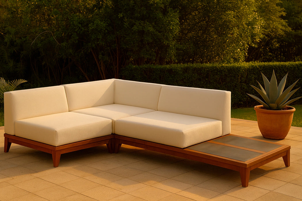 Rio Off White Waterproof Fabric Outdoor Patio Modular Sectional