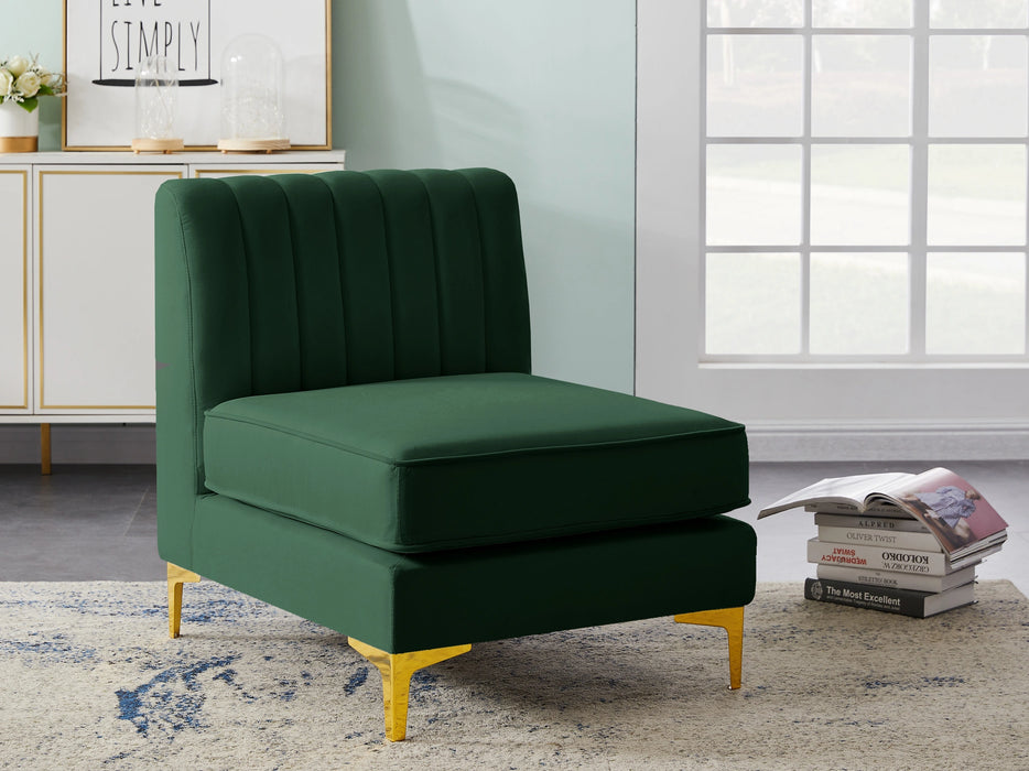 Alina Green Velvet Armless Chair