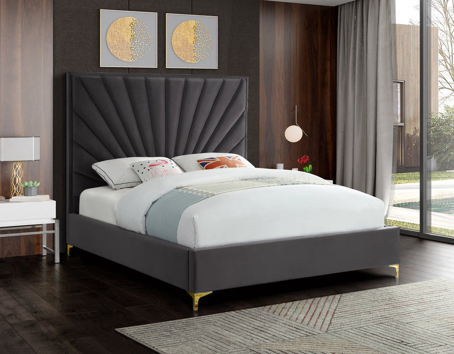 Eclipse Grey Velvet King Bed