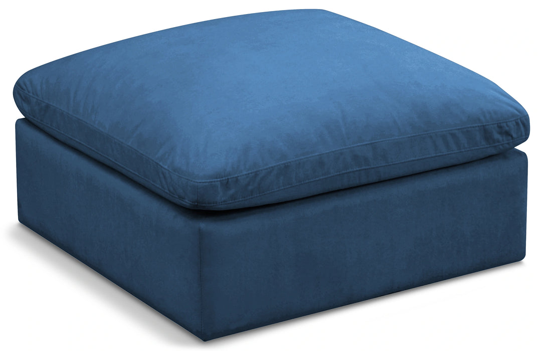 Plush Navy Velvet Standard Cloud Modular Ottoman