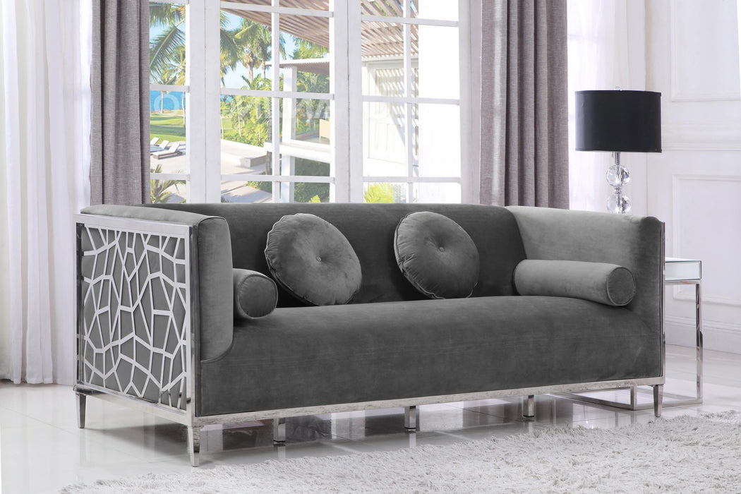 Opal Grey Velvet Sofa