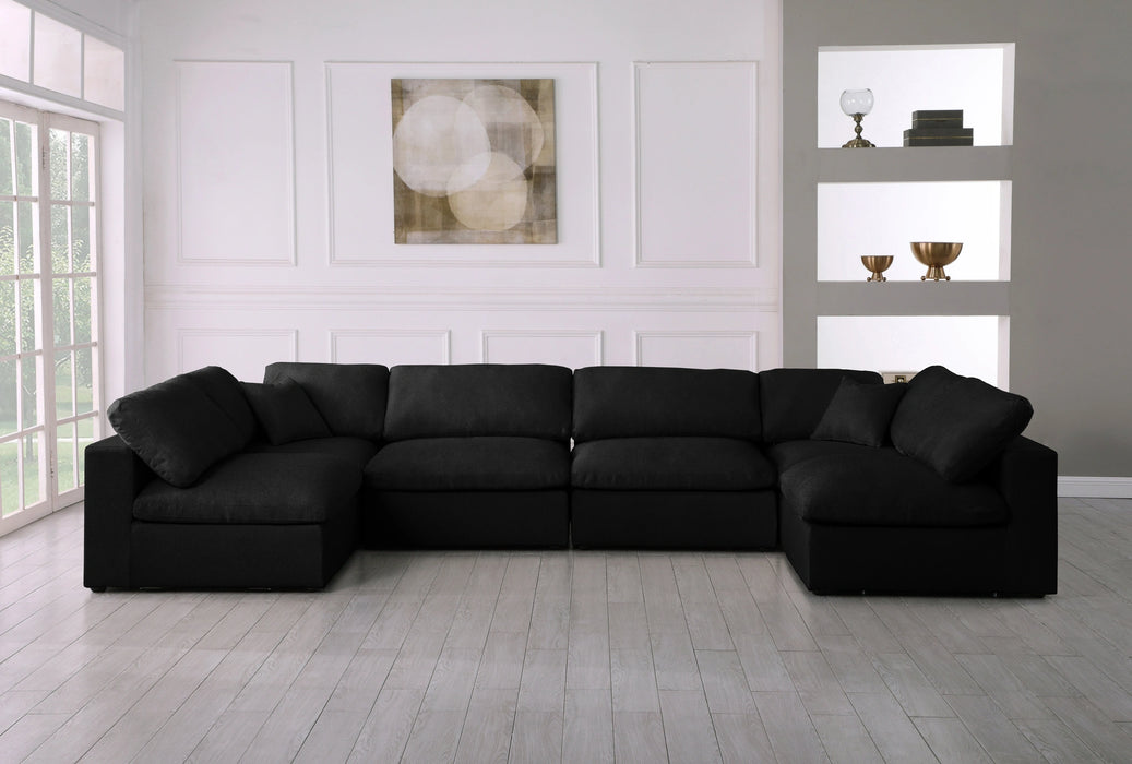 Serene Black Linen Fabric Deluxe Cloud Modular Sectional
