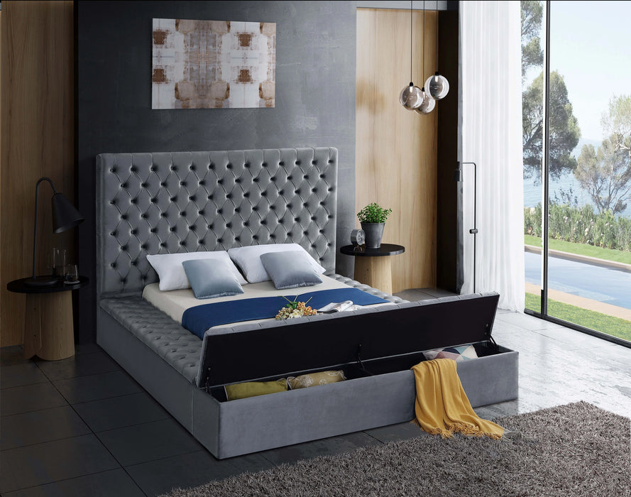 Bliss Grey Velvet Full Bed (3 Boxes)