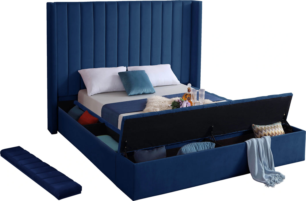 Kiki Navy Velvet Full Bed (3 Boxes)