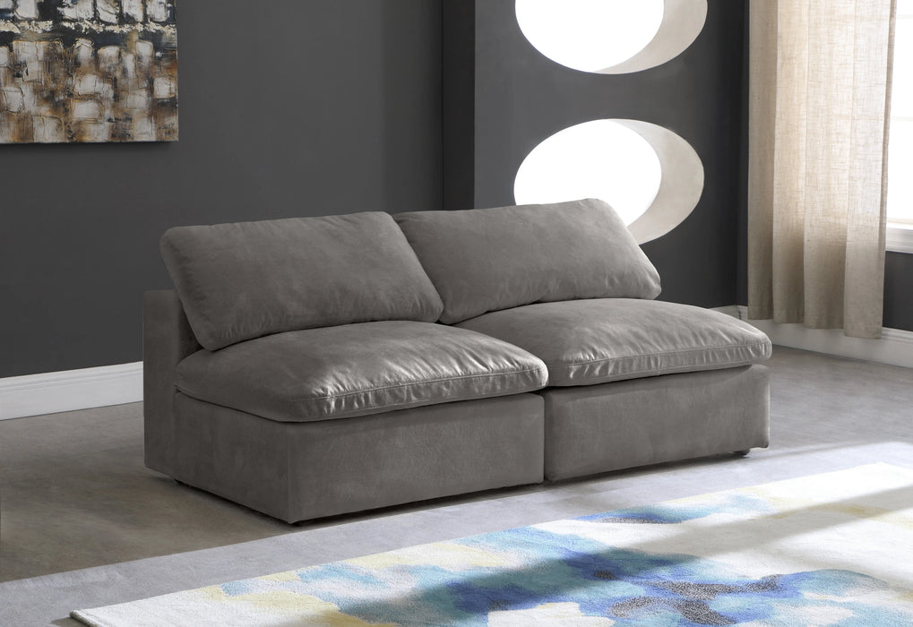 Cozy Grey Velvet Cloud Modular Armless Sofa