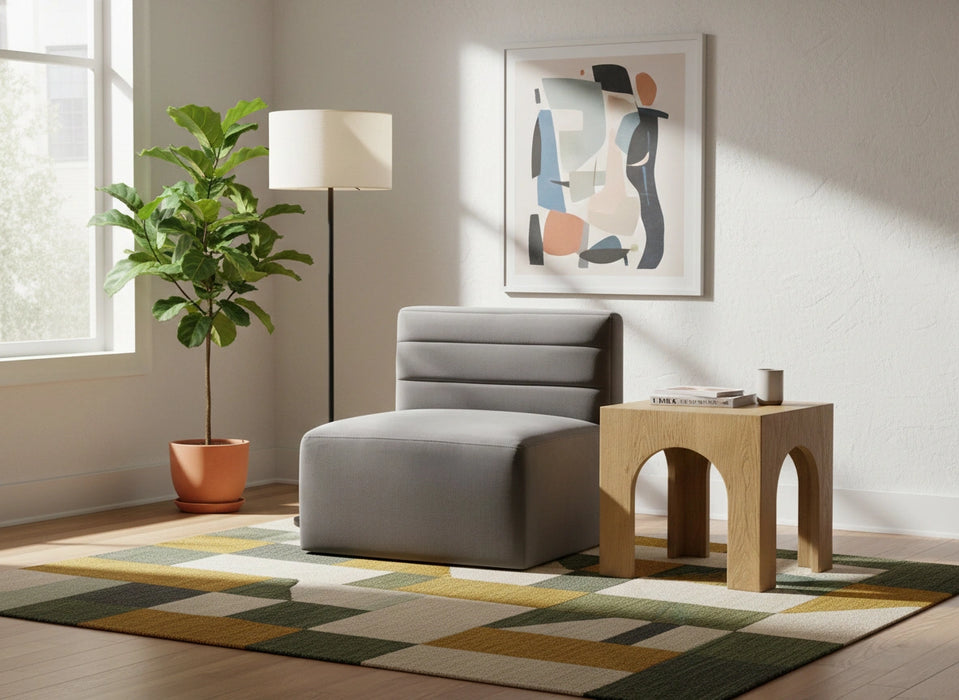 Quincy Grey Velvet Modular Armless Chair