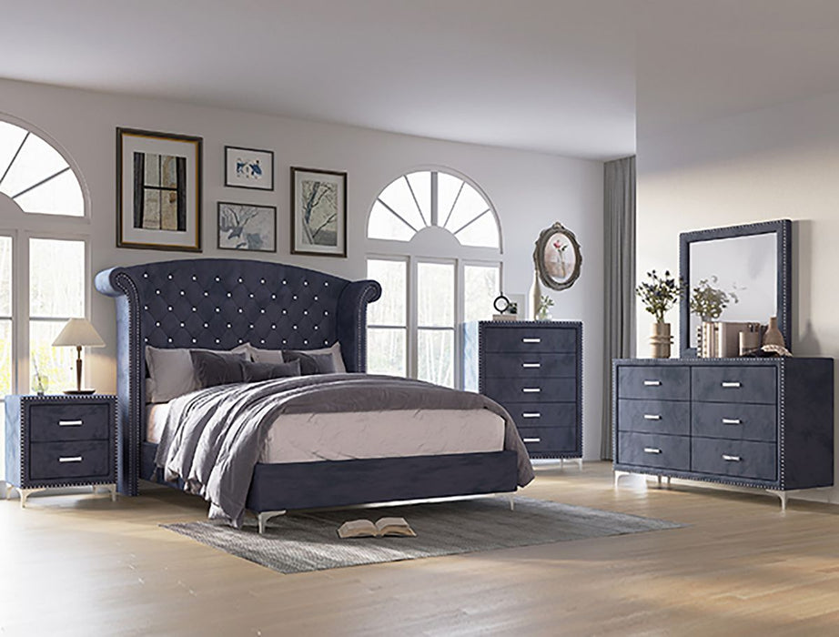 Crown Mark Furniture Lucinda 2 Drawer Nightstand in Gray