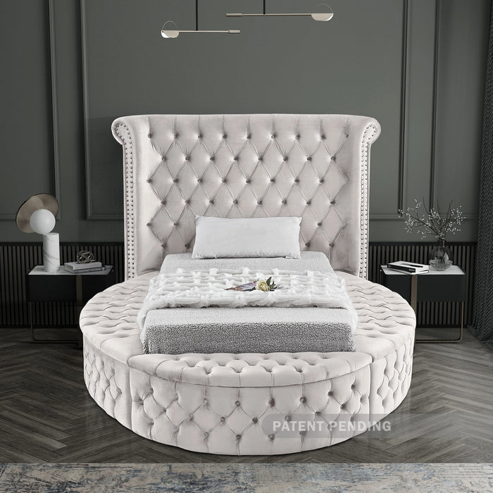 Luxus Cream Velvet Twin Bed (3 Boxes)