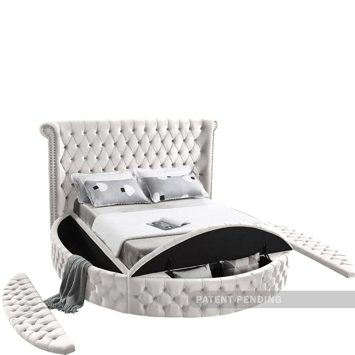 Luxus Cream Velvet Queen Bed (3 Boxes)