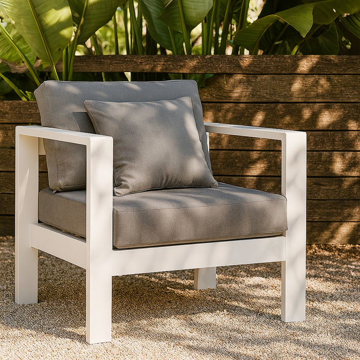Nizuc Grey Waterproof Fabric Outdoor Patio Aluminum Arm Chair