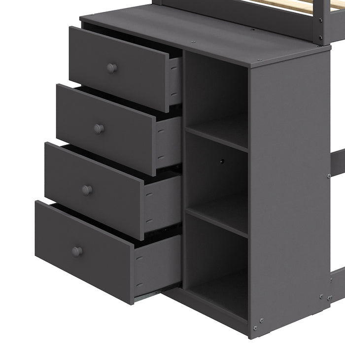 Bunk Bed (T/T) w/4 Drawers & 3 Compartments