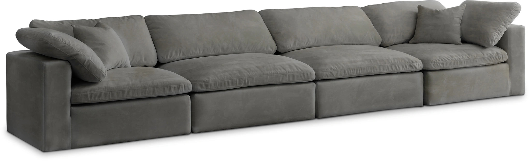 Cozy Grey Velvet Cloud Modular Sofa