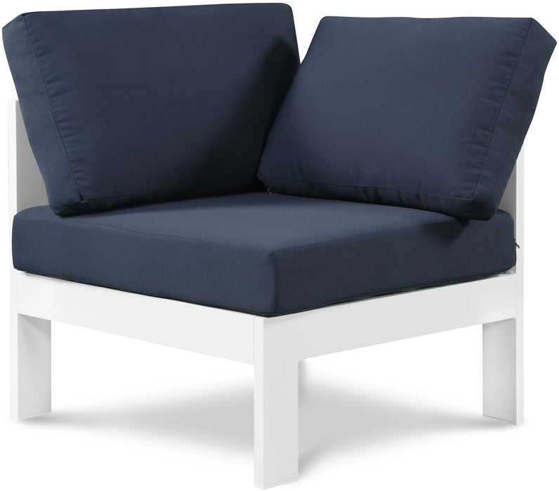 Nizuc Navy Waterproof Fabric Outdoor Patio Aluminum Corner Chair