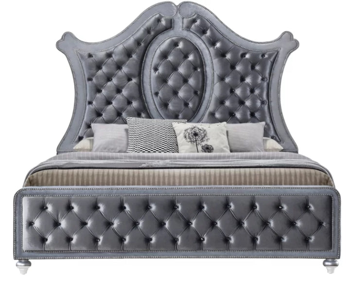Crown Mark Furniture Voltare King Bed in Dark Grey