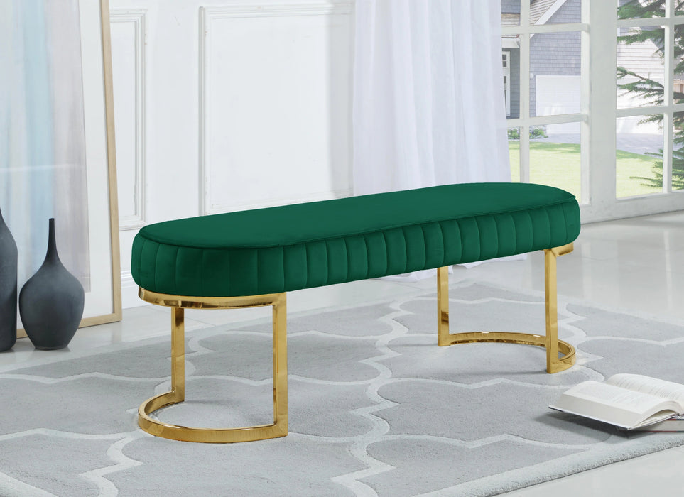 Lemar Green Velvet Bench