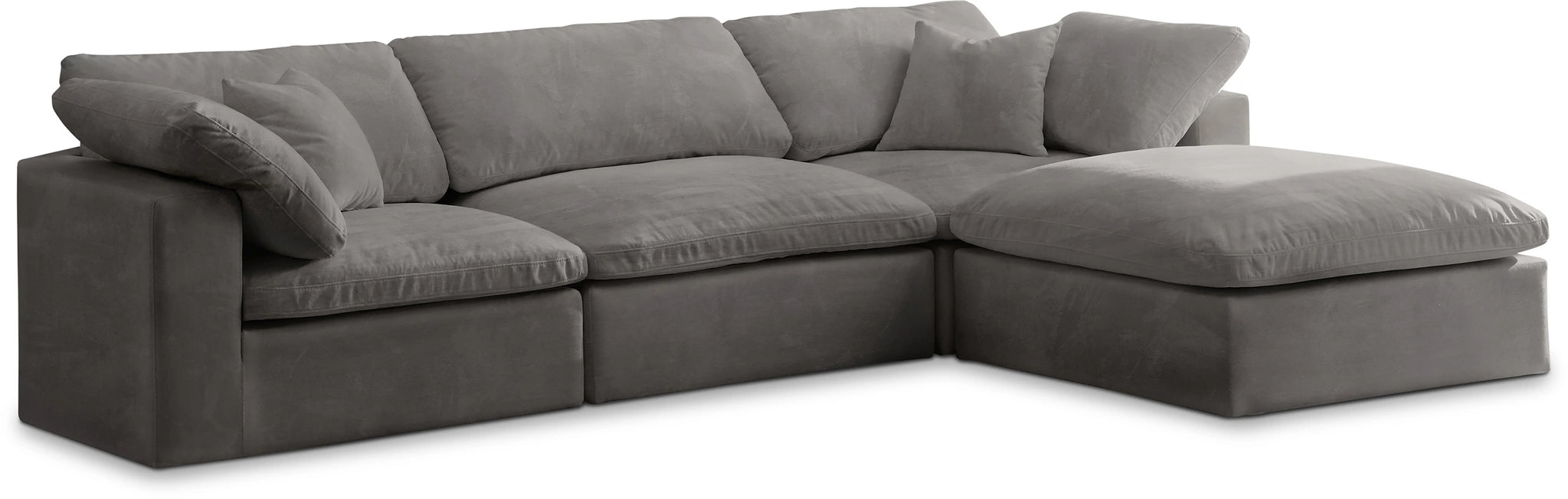 Cozy Grey Velvet Cloud Modular Sectional