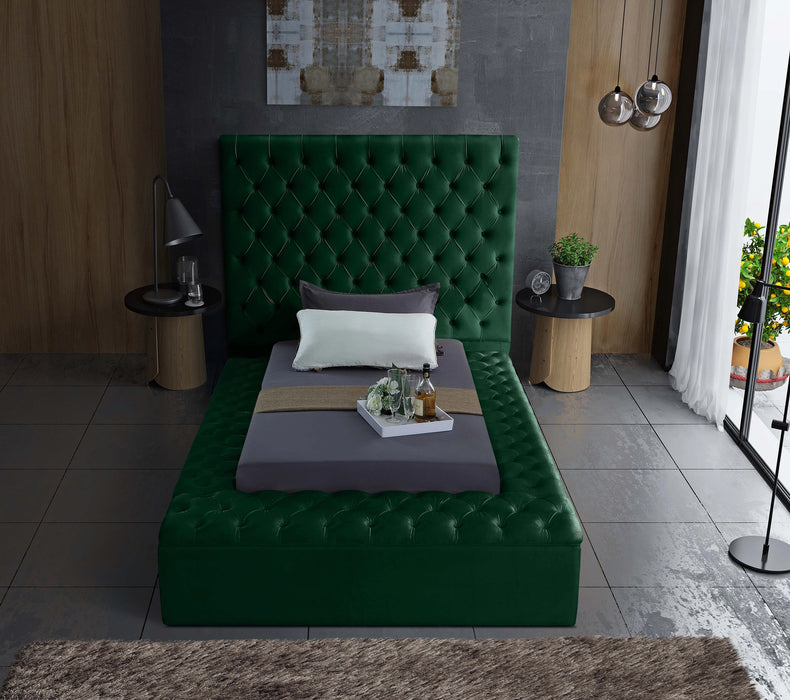 Bliss Green Velvet Twin Bed (3 Boxes)