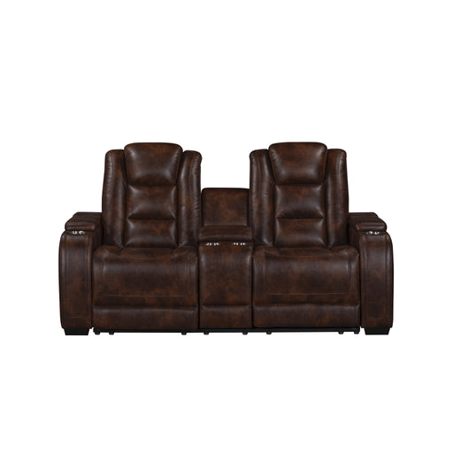 Chester Reclining Console Loveseat-Brown